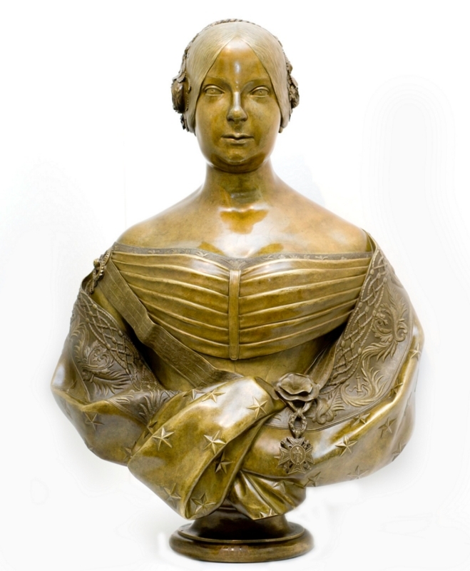 Busto de S.M. Isabel II-mediados siglo XIX. Bronce fundido. Fábrica de Armas de Trubia-Oviedo. Museo del Ejército.