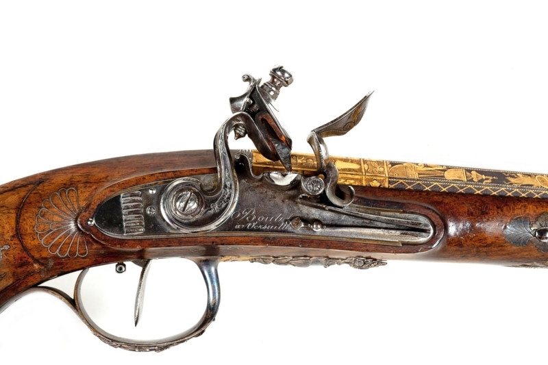 Pistola de recompensa para oficiales de Marina. Detalle central del arma. Armero Boutet - Museo del Ejército