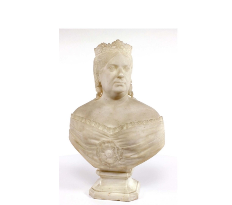 Retrato escultórico de la reina Isabel II.